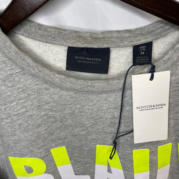 Scotch & Soda sweatshirt men’s medium Blauw Logo Grey Cotton preppy collegiate - Picture 2 of 7